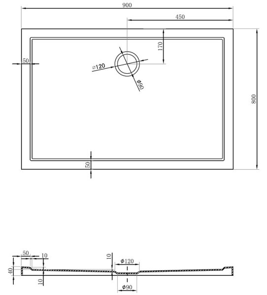 Mexen Flow правоъгълна тънка душ корито 90 x 80 см, бял гланц - 46R108090