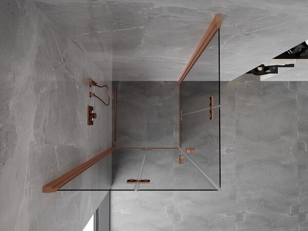 Mexen Mist-F Duo сгъваема душ кабина 80 x 80 см, прозрачна, четкана мед - 8A6-080L-080P-65-00