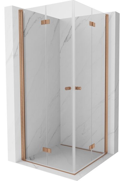 Mexen Mist-F Duo сгъваема душ кабина 80 x 80 см, прозрачна, четкана мед - 8A6-080L-080P-65-00