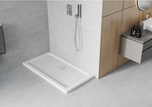 Mexen Flat правоъгълен тънък душ 120 x 70 см, бял, сифон хром - 40107012