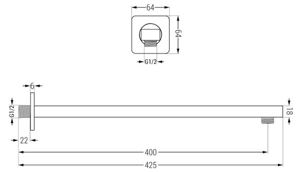 Mexen Cube DR02 вграден душ комплект с душ пита 25 см, златно - 77502DR0225-50