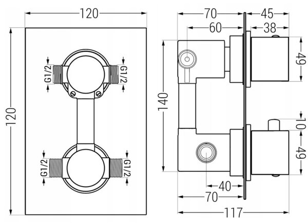 Mexen Cube DR02 вграден душ комплект с душ пита 25 см, златно - 77502DR0225-50