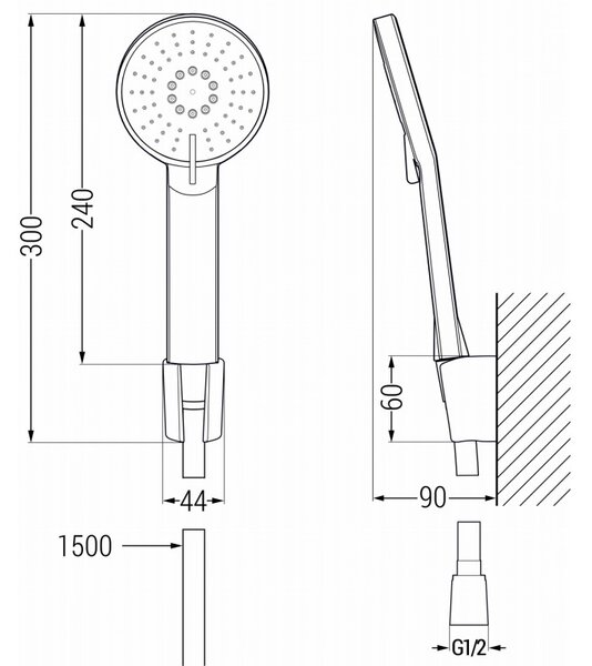 Mexen R-40 точков комплект за душ, бял - 785405052-20