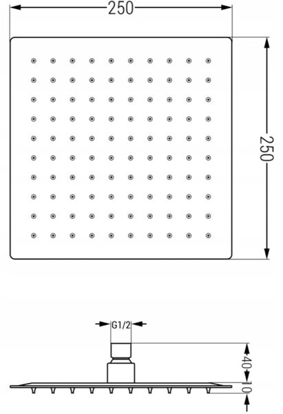 Mexen Cube DR02 подови смесители за душ с душ глава 25 см, черен - 77502DR0225-70