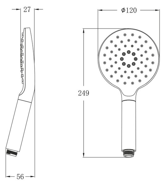 Пластмасова душ глава в лъскаво сребристо ø 12 cm – Sapho