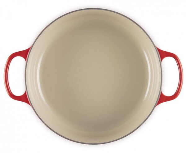 Чугунен съд за печене-ростер Le Creuset 21179300602430, 30 см, 6.2 л, Плътно прилепващ капак за запазване на ароматите, Фурна до 260°C, Индукция, Червен
