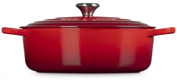 Чугунен съд за печене-ростер Le Creuset 21179300602430, 30 см, 6.2 л, Плътно прилепващ капак за запазване на ароматите, Фурна до 260°C, Индукция, Червен