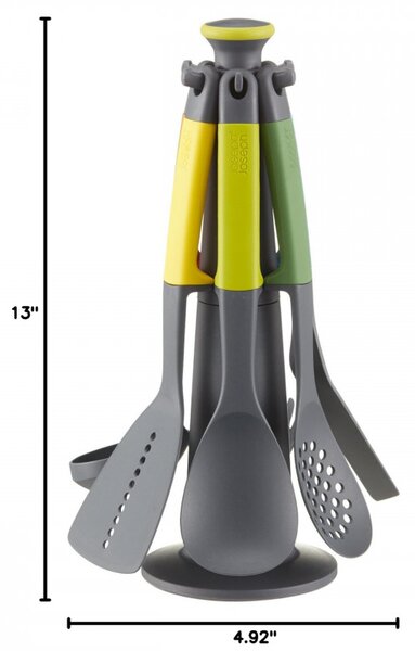 Комплект прибори за готвене Joseph Joseph 10118 Elevate™, 7 части, 200°C, Без BPA, Стойка, Многоцветен