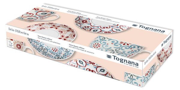 Комплект 6 чаши за чай с чинийки TOGNANA Iris Ribeira