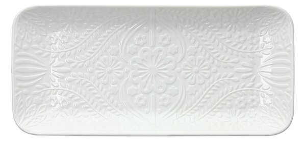 Правоъгълен поднос TOGNANA Ornament Copenhagen, порцеланов, 30.5х14cm, бял