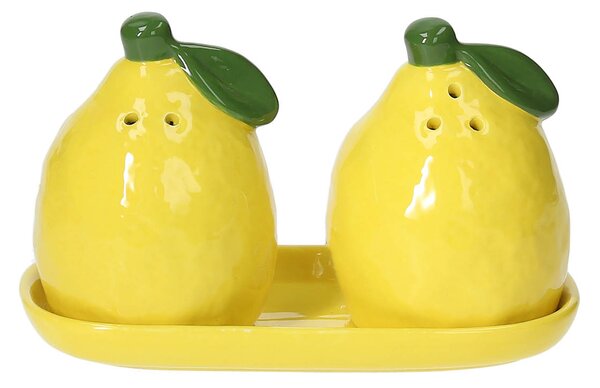 Комплект 3 части солница и пиперница TOGNANA Relief Lemon Garden, 15х7cm