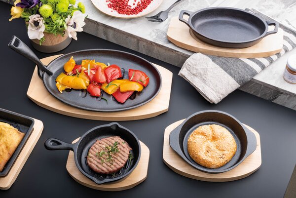 Грил плоча с дървeна основа TOGNANA Fusion Taste Ghisa, 33х20см, черна