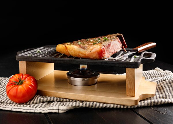 Грил плоча с дървeна основа TOGNANA Fusion Taste Ghisa, 33х20см, черна