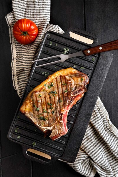 Грил плоча с дървeна основа TOGNANA Fusion Taste Ghisa, 33х20см, черна