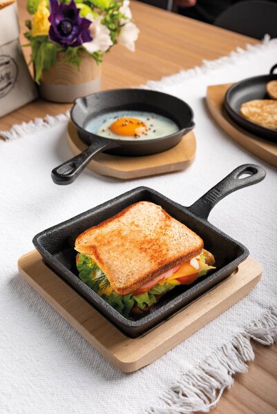 Грил плоча с дървeна основа TOGNANA Fusion Taste Ghisa, 33х20см, черна