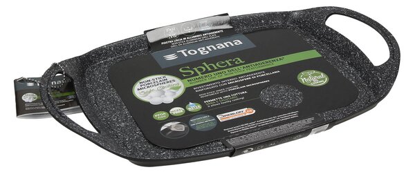 Грил плоча гладка TOGNANA Sphera, две дръжки, 27х22см, сива