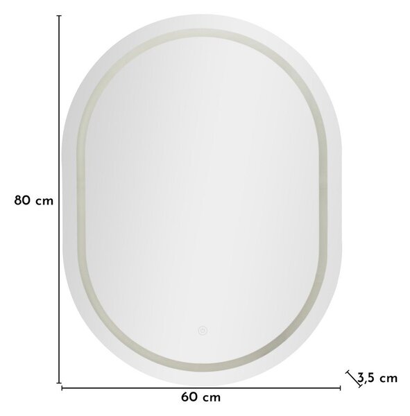 Стенно огледало със светлина 60x80 cm Simple – Mauro Ferretti