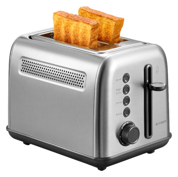 Тостер за хляб Buydeem DT620E-SS/EU, 900W, До 204C°, 7 програми, Широки отвори, Високо изскачане, Инокс