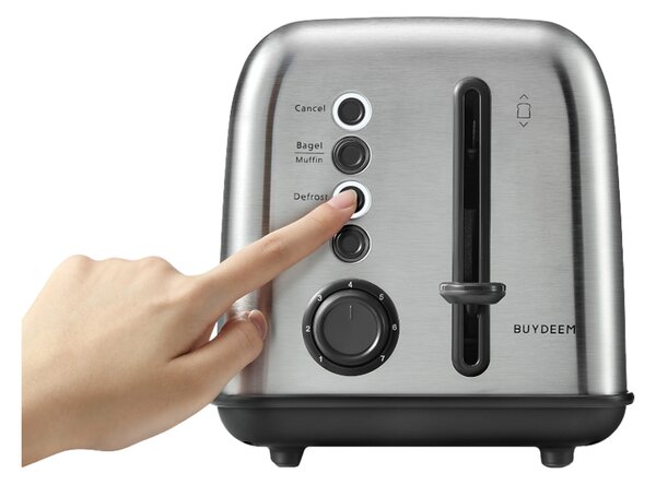 Тостер за хляб Buydeem DT620E-SS/EU, 900W, До 204C°, 7 програми, Широки отвори, Високо изскачане, Инокс