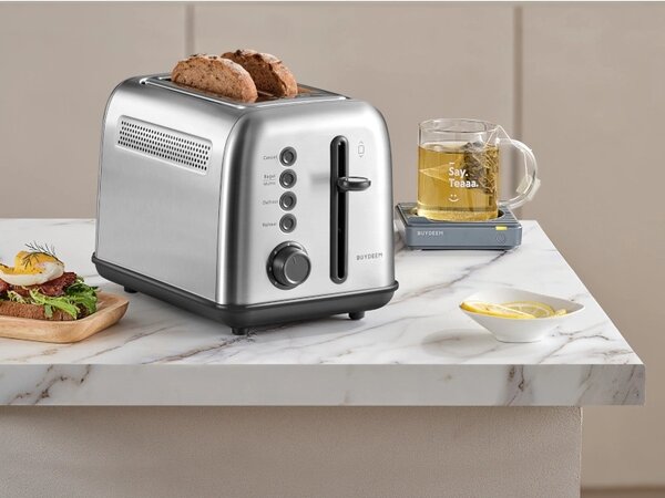 Тостер за хляб Buydeem DT620E-SS/EU, 900W, До 204C°, 7 програми, Широки отвори, Високо изскачане, Инокс