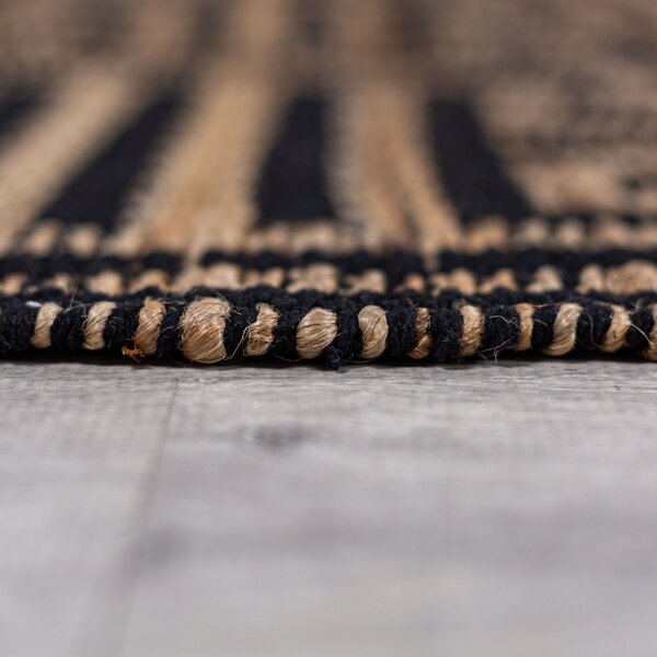 Килим, Meander Jute Flair Rugs, черен, 120x170 см