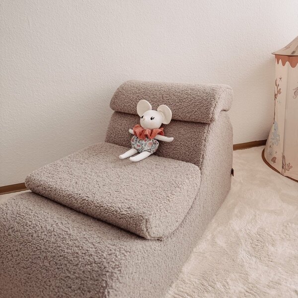 Бежов детски стол от рипсено кадифе Wave – Meowbaby