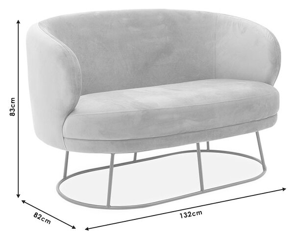 Диван за 3 места Amora от тъкан сив цвят - златен метал 180x81x77cm