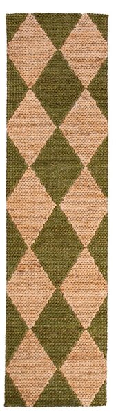 Килим пътека, Effie Diamond Jute Flair Rugs, маслиненозелен, 80x230 см