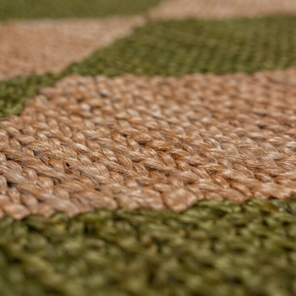 Килим пътека, Effie Diamond Jute Flair Rugs, маслиненозелен, 80x230 см