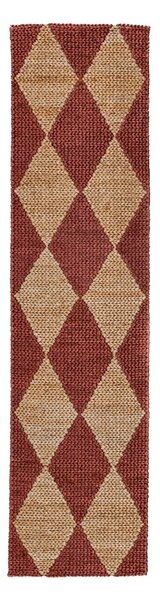 Килим пътека, Effie Diamond Jute Flair Rugs, теракота, 80x230 см