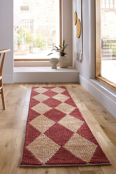 Килим пътека, Effie Diamond Jute Flair Rugs, теракота, 80x230 см