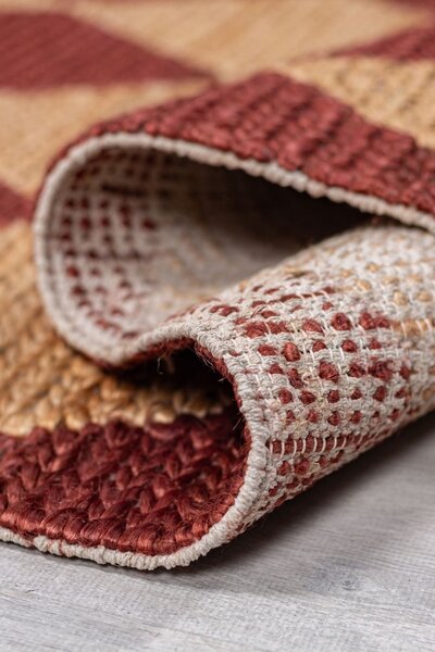 Килим пътека, Effie Diamond Jute Flair Rugs, теракота, 80x230 см