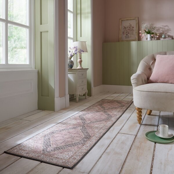 Килим пътека, Briony Traditional Flair Rugs, розов, 60x230 см
