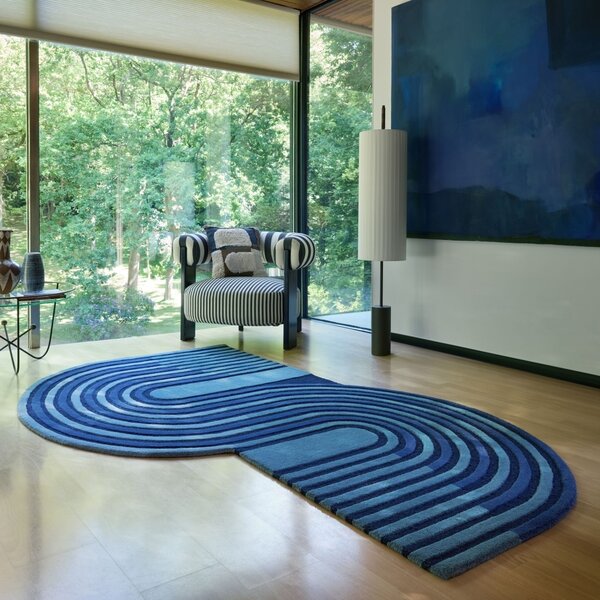 Килим, Conway Retro Shaped Flair Rugs, тъмносин, 120x180 см