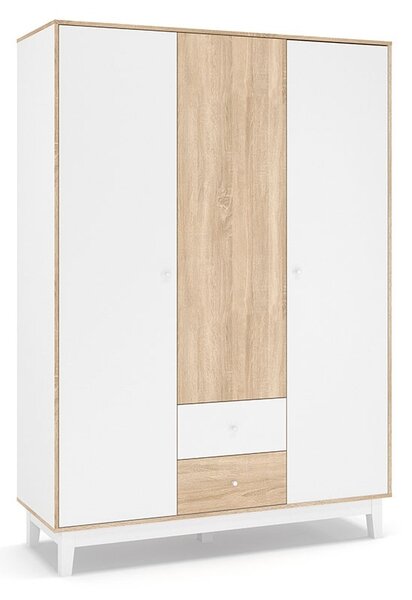 Шкаф Awell с 3 врати Цвят Сонома-Бял 153.5x54.5x216 см