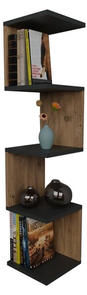 Ъглов висящ рафт Zigzag дъб антрацит 25x25x109 см