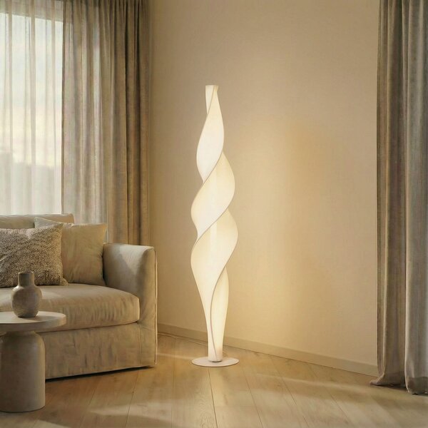 Lucande LED стояща лампа Novelle, бяла, CCT, височина 137 cm, Затъмняване, Бял, Дневна/трапезария, Пластмаса, Дизайн