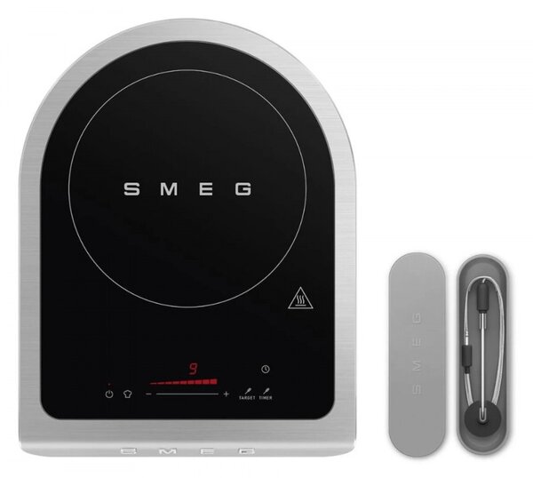 Преносим индукционен котлон Smeg PIC01BLMEU, 2100 W, Керамично стъкло, Таймер, LED дисплей, Черен мат
