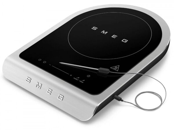 Преносим индукционен котлон Smeg PIC01BLMEU, 2100 W, Керамично стъкло, Таймер, LED дисплей, Черен мат