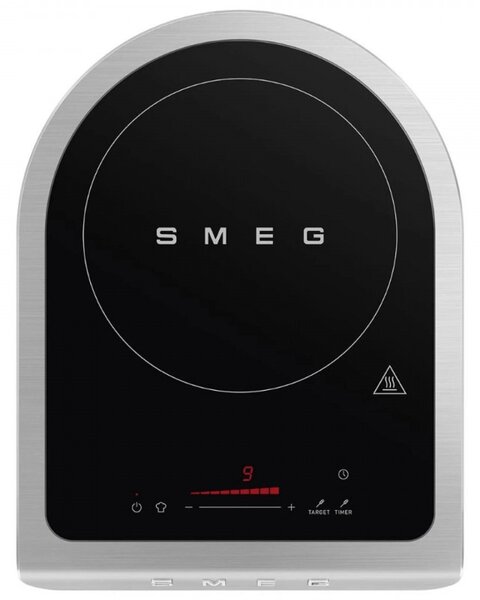 Преносим индукционен котлон Smeg PIC01BLMEU, 2100 W, Керамично стъкло, Таймер, LED дисплей, Черен мат