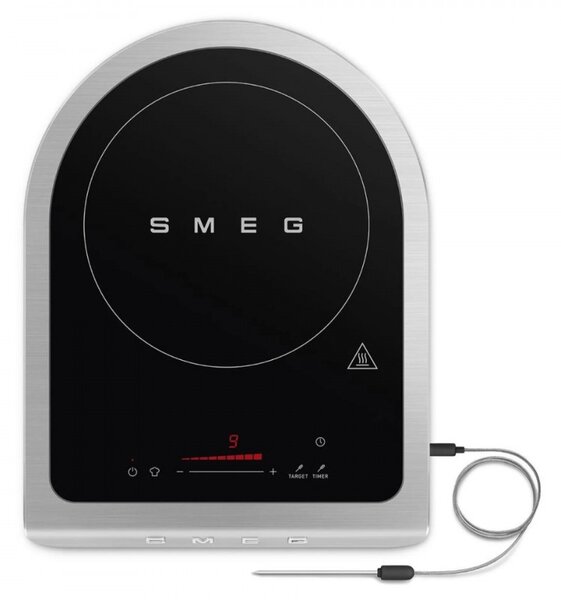 Преносим индукционен котлон Smeg PIC01WHMEU, 2100 W, Керамично стъкло, Таймер, LED дисплей, Бял мат