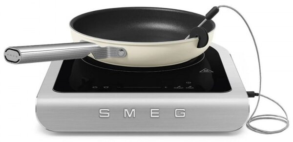 Преносим индукционен котлон Smeg PIC01WHMEU, 2100 W, Керамично стъкло, Таймер, LED дисплей, Бял мат