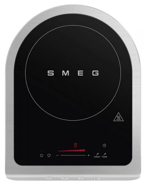 Преносим индукционен котлон Smeg PIC01WHMEU, 2100 W, Керамично стъкло, Таймер, LED дисплей, Бял мат