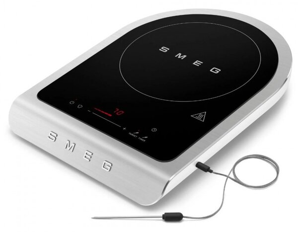 Преносим индукционен котлон Smeg PIC01WHMEU, 2100 W, Керамично стъкло, Таймер, LED дисплей, Бял мат