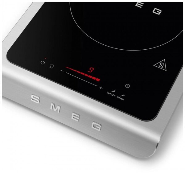 Преносим индукционен котлон Smeg PIC01EGMEU, 2100 W, Керамично стъкло, Таймер, LED дисплей, Изумрудено зелено