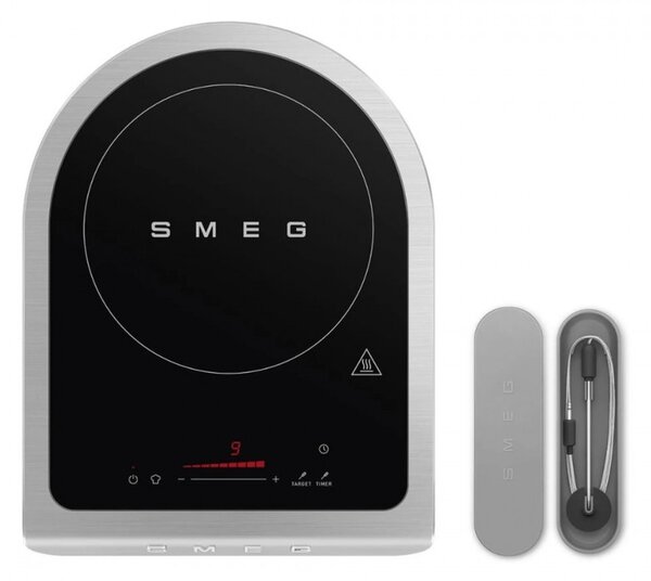 Преносим индукционен котлон Smeg PIC01EGMEU, 2100 W, Керамично стъкло, Таймер, LED дисплей, Изумрудено зелено