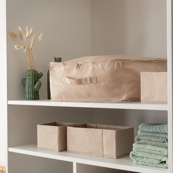 Бежови текстилни кутии за съхранение в комплект 2 бр. 14x12x12 cm Sandy – Compactor