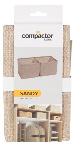 Бежови текстилни кутии за съхранение в комплект 2 бр. 14x12x12 cm Sandy – Compactor