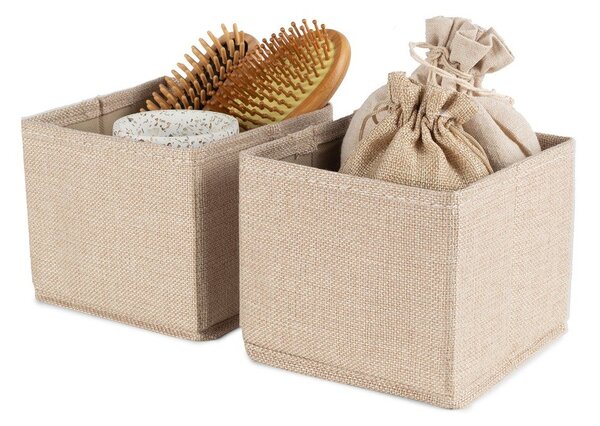 Бежови текстилни кутии за съхранение в комплект 2 бр. 14x12x12 cm Sandy – Compactor