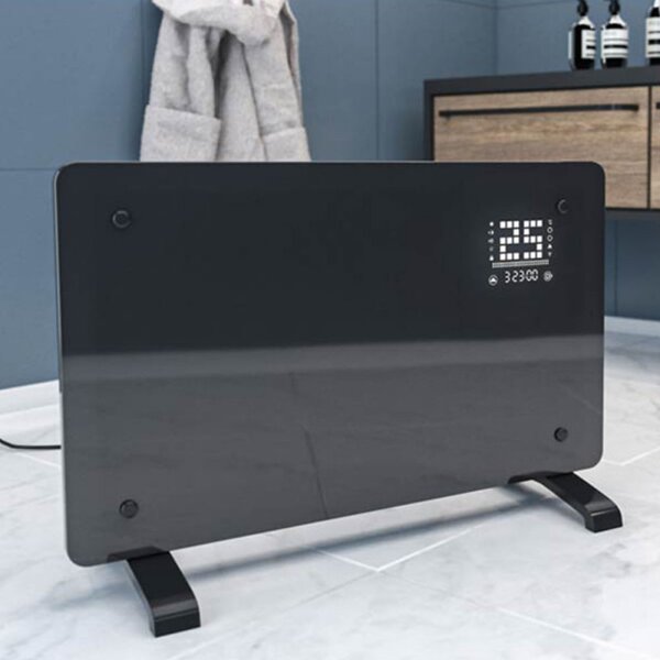 Конвекторна печка Elite GHD-20, 2000W, Стъклен панел, LED дисплей, Електронен сензорен термостат Тайнмер, Черен